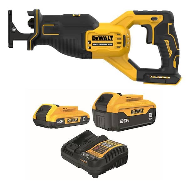 20-Volt MAX Lithium-Ion Cordless Brushless Reciprocating Saw with 20V MAX 5.0 Ah and 2.0 Ah Battery Packs and Charger