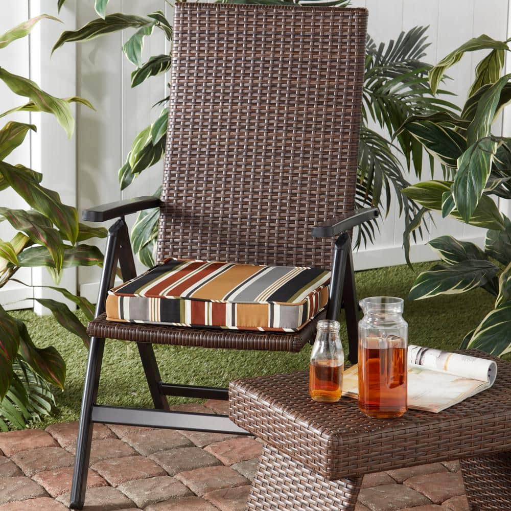Outdoor Brown PE Wicker Foldable Reclining Chair with Brick Stripe Cushion