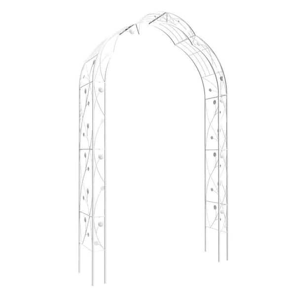 EPIPHANY DOUBLED INC 98.4 in. White Metal Garden Arbor Trellis
