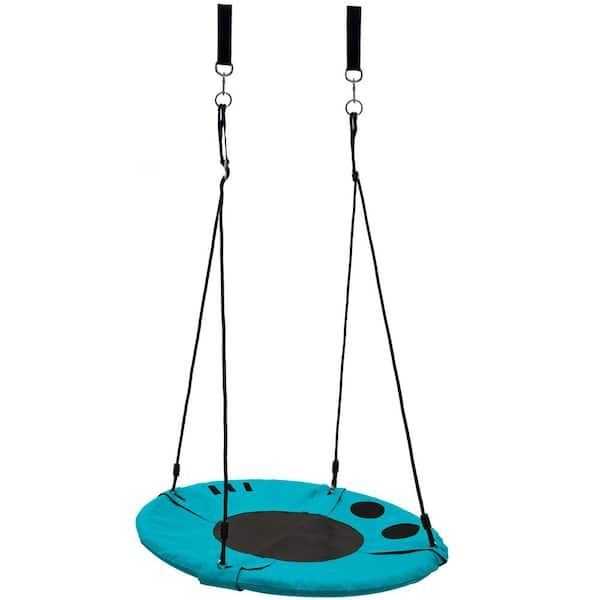 Vivere 39 in. 2-Person Neptune Blue Sling Fabric Cacoon Saucer