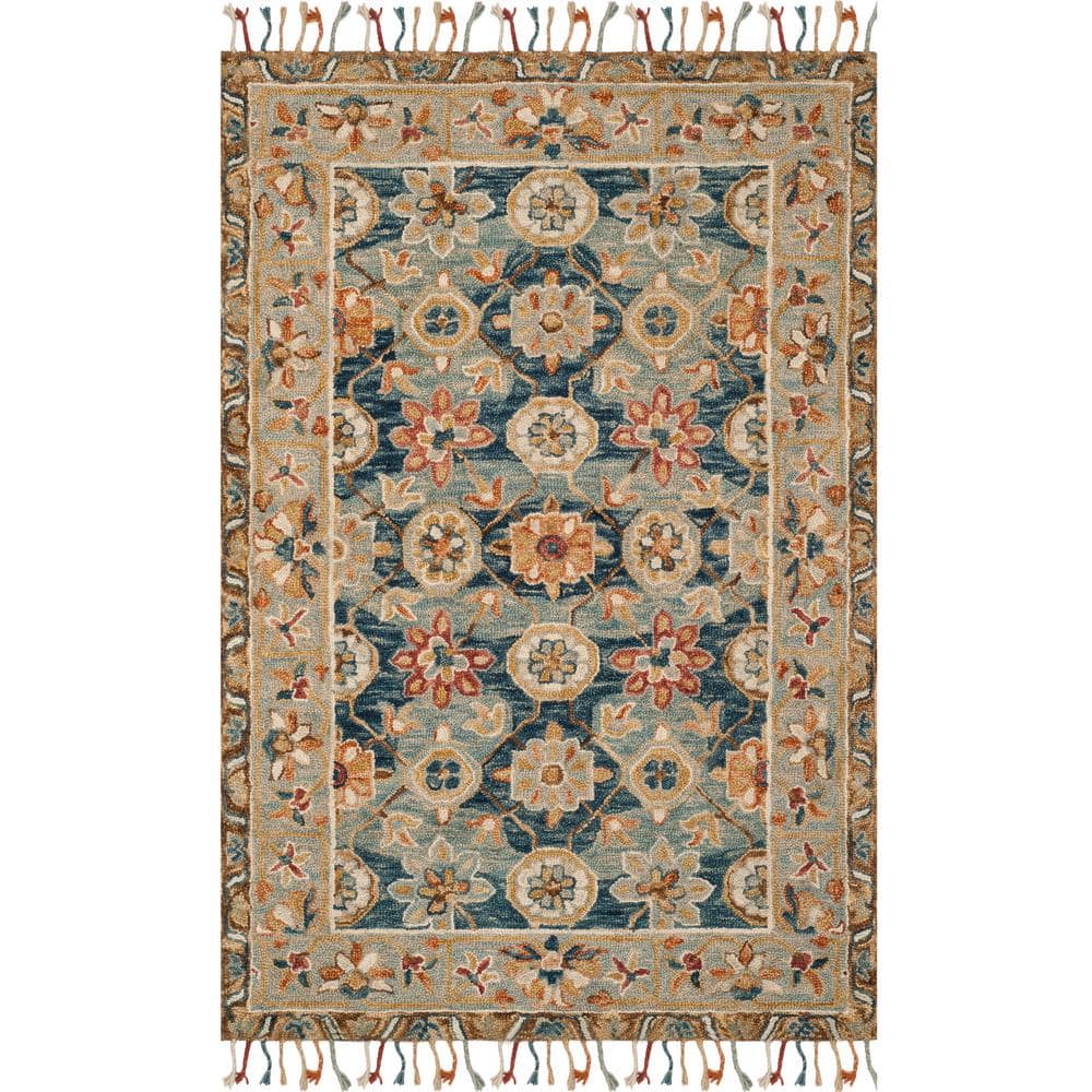 Handmade Gray Floral Tufted Wool Square Area Rug