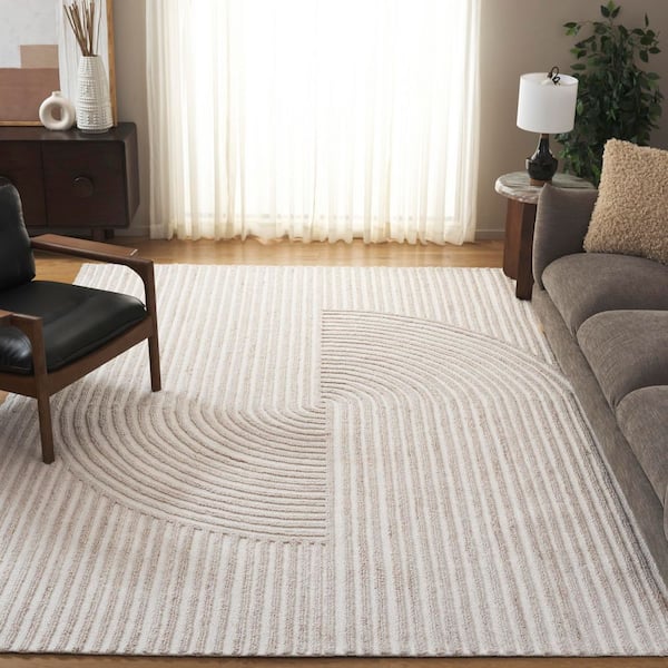 Southampton 8 ft. x 10 ft. Beige/Ivory Striped Swirl Area Rug