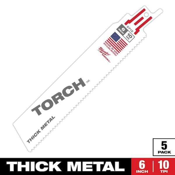 Milwaukee 6 in. 10 TPI TORCH Thick Metal Cutting SAWZALL Reciprocating Saw Blades (5-Pack)