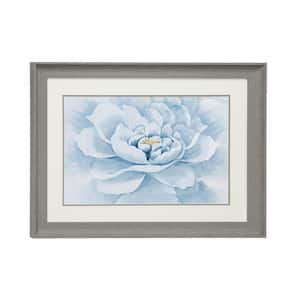 23.5 in. x 17.5 in. Blue Gray Peony Flower Print in Rectangular Frame