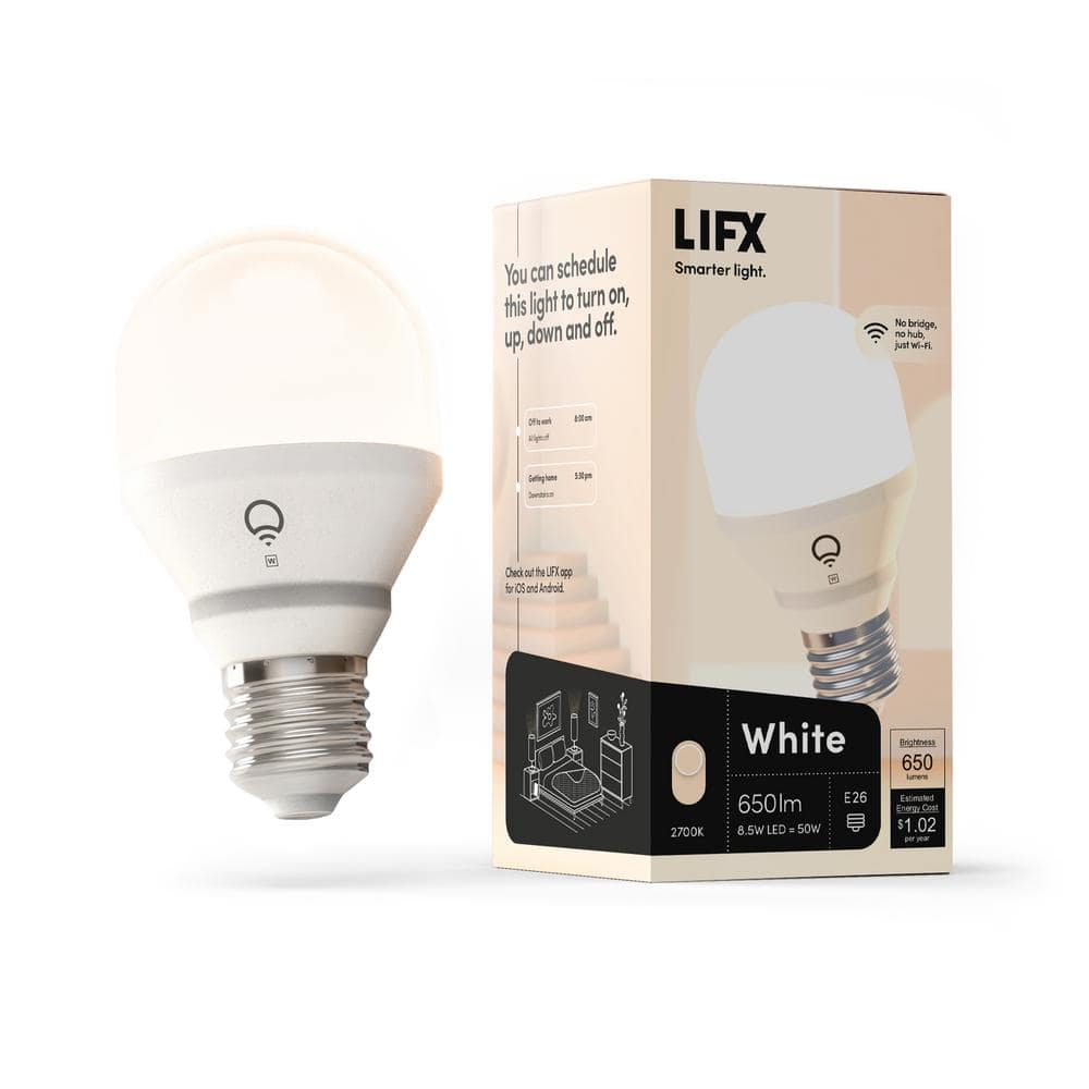 LIFX 50-Watt Equivalent A19 Smart Wi-Fi E26 LED Light Bulb, Works w/ Alexa/Hey Google/HomeKit/Siri, Soft White 2700K 1-Pack -  L3A19LW06E26US