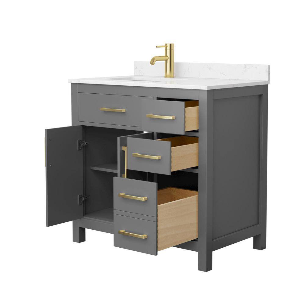 Beckett 36" Dark Gray Freestanding Vanity with Carrara Marble Top