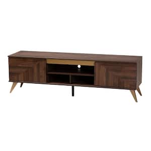 Graceland Walnut Brown and Gold TV Stand Fits TV's up to 68 in.