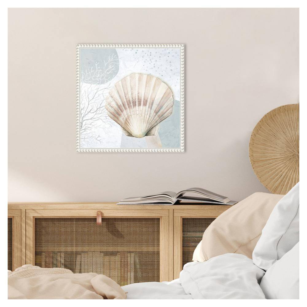 Blush Scallop Nautical Canvas Print with Beaded Frame