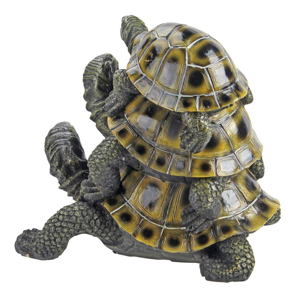 Medium Hand-Painted Resin Stacked Turtle Garden Statue