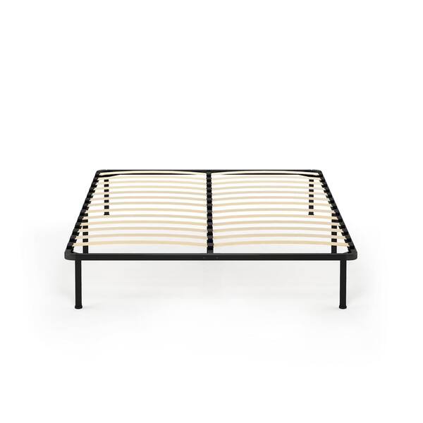 Queen Furinno Angeland Cannet Metal Platform Bed Frame with Wooden Slats 