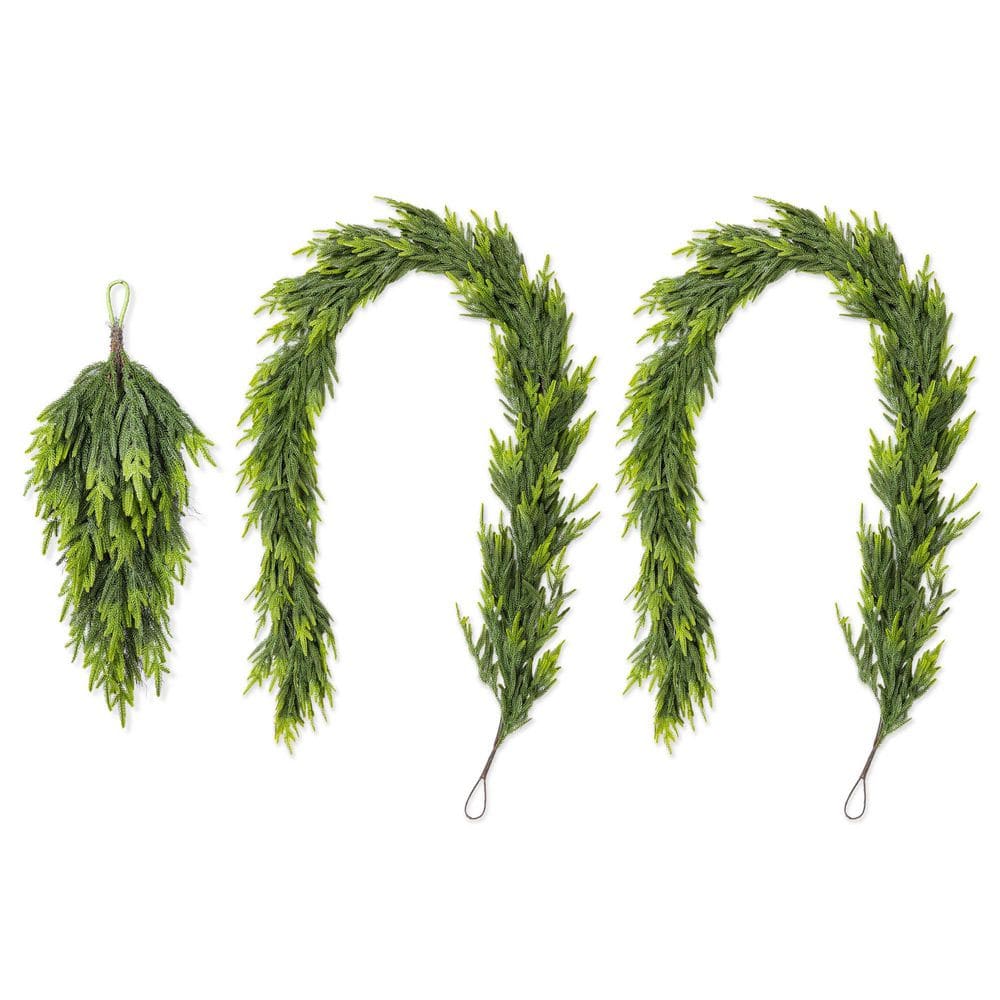 31.5 in. H Christmas Greenery PE Dripping Teardrop and Matched 9ft Garland Set (Set of 3) price history on PriceWatchPro