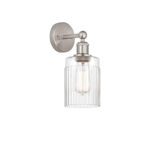 Innovations Hadley 1-Light Brushed Satin Nickel, Clear Wall Sconce with Clear Glass Shade