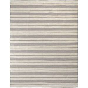 Gray and Ivory 2 ft. x 3 ft. Striped Area Rug