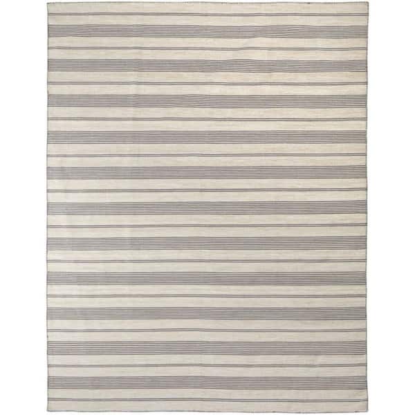 HomeRoots Gray and Ivory 2 ft. x 3 ft. Striped Area Rug