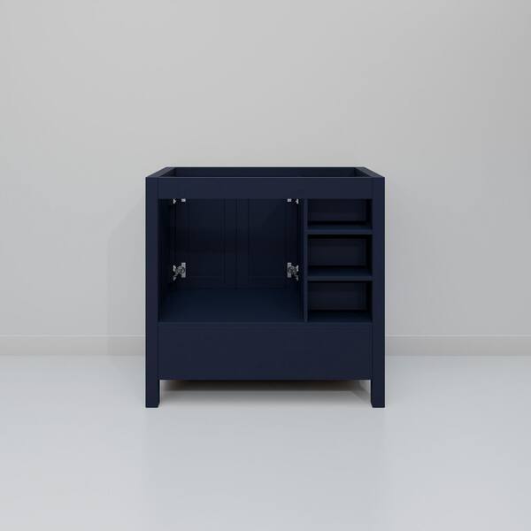 Lexora Jacques 36 in. W x 22 in. D Right Offset Navy Blue Bath