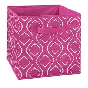 11 in. W x 11 in. H x 11 in. D Fuchsia Diamond Print Fabric Drawer