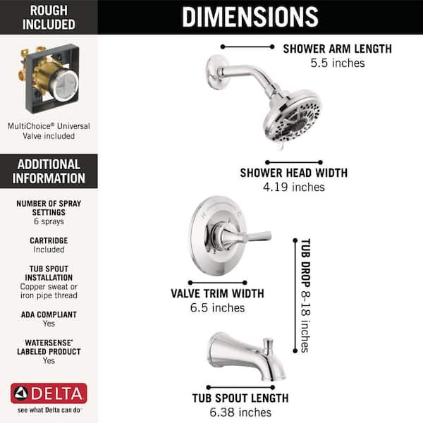 Delta Casara Single-Handle 6-Spray Tub and Shower Faucet in Chrome