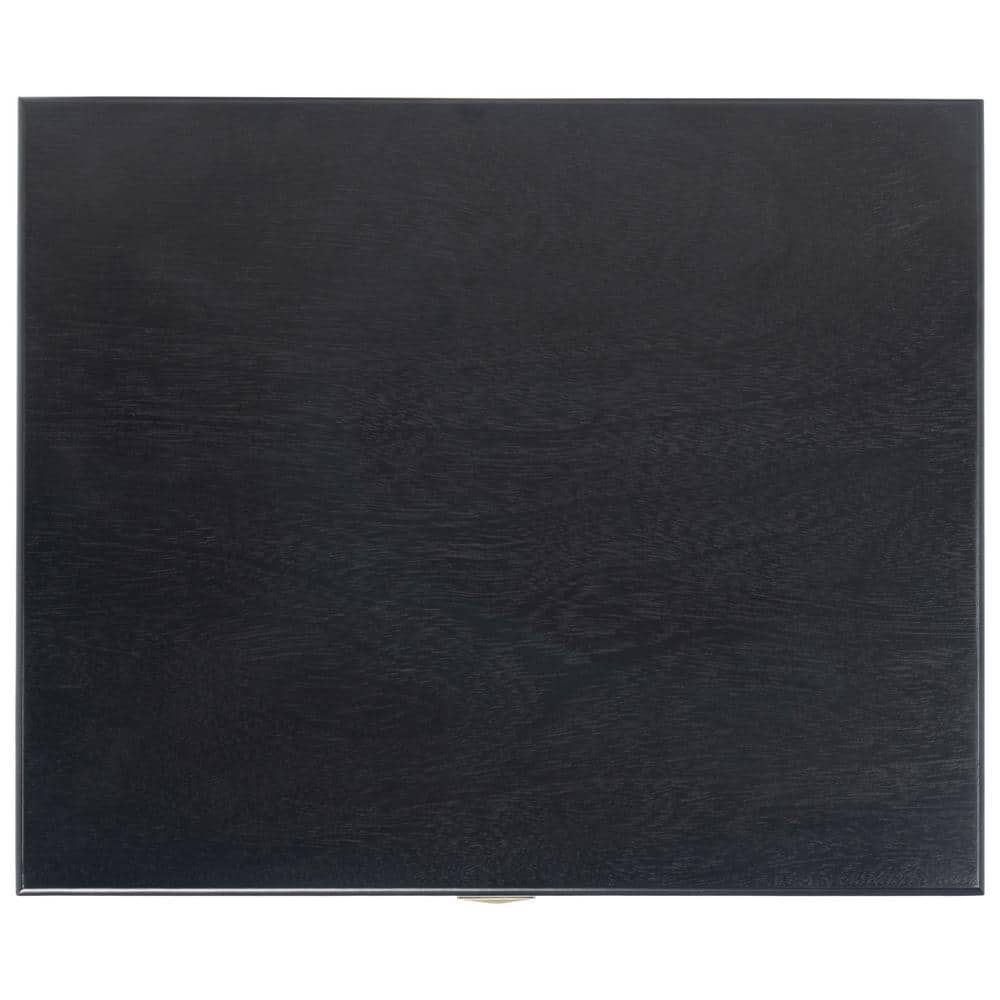 Halton Black Wood 22" Rectangular Accent Table with Storage
