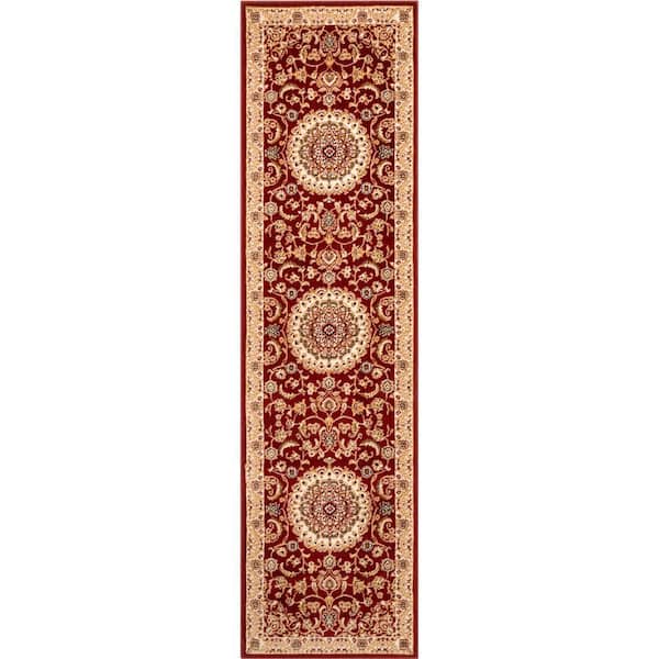 Dulcet Mykonos Red 2 ft. 7 in. x 9 ft. 10 in. Traditional Oriental and Persian Runner Rug