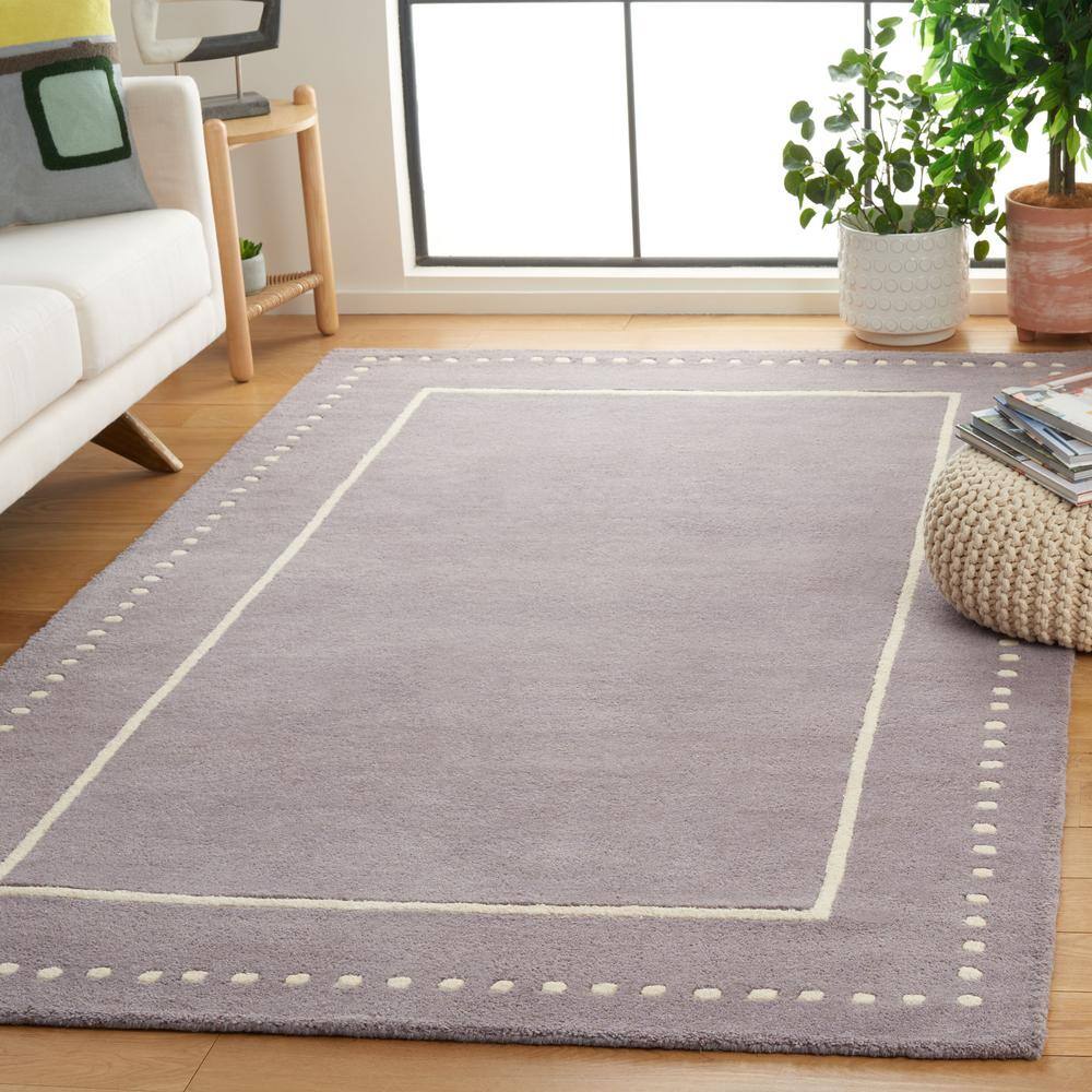 Hand-Tufted Silver and Ivory Wool 5' Square Area Rug