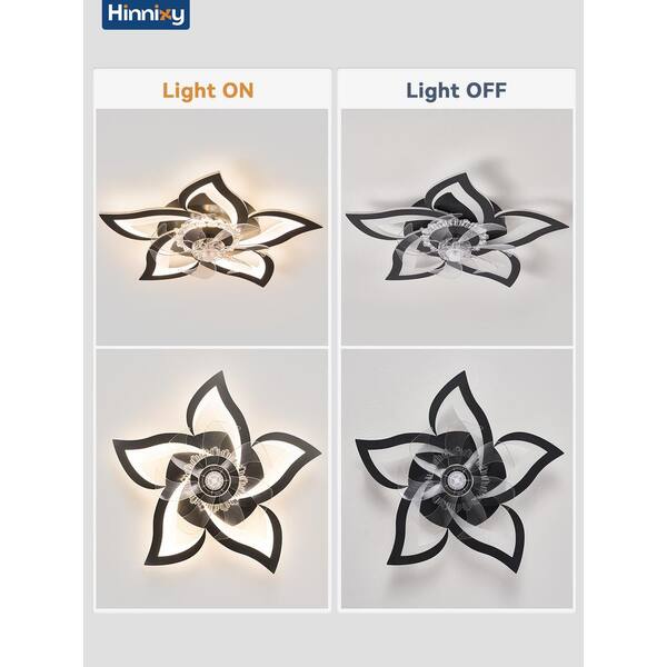 HINNIXY 27 in. Indoor Matte Black Flush Mount 3-Colors LED 6