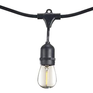 Outdoor/Indoor 48 ft. Plug-in S14 LED Black String Light with Clear Shatter Resistant Bulbs Included (2-Pack)