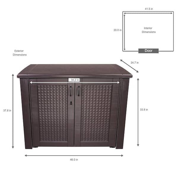 Rubbermaid Patio Chic 123 Gal. Resin Basket Weave Patio Cabinet in Brown  1889849 - The Home Depot