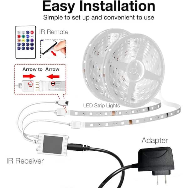 EKIEUDL 100 ft. Plug-in Dimmable Cuttable Color Changing