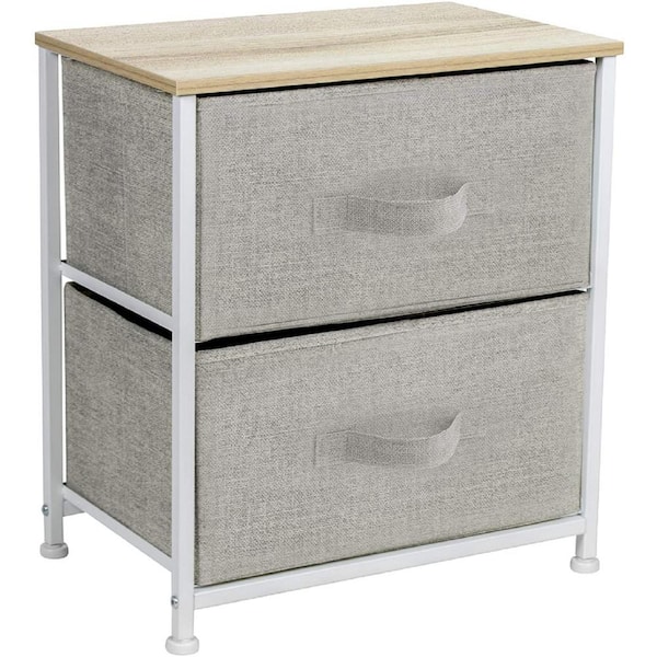 ULSMVOC SMT 2-Drawer Beige Bedside Table 17.75" L x 11.87" W x 20" H