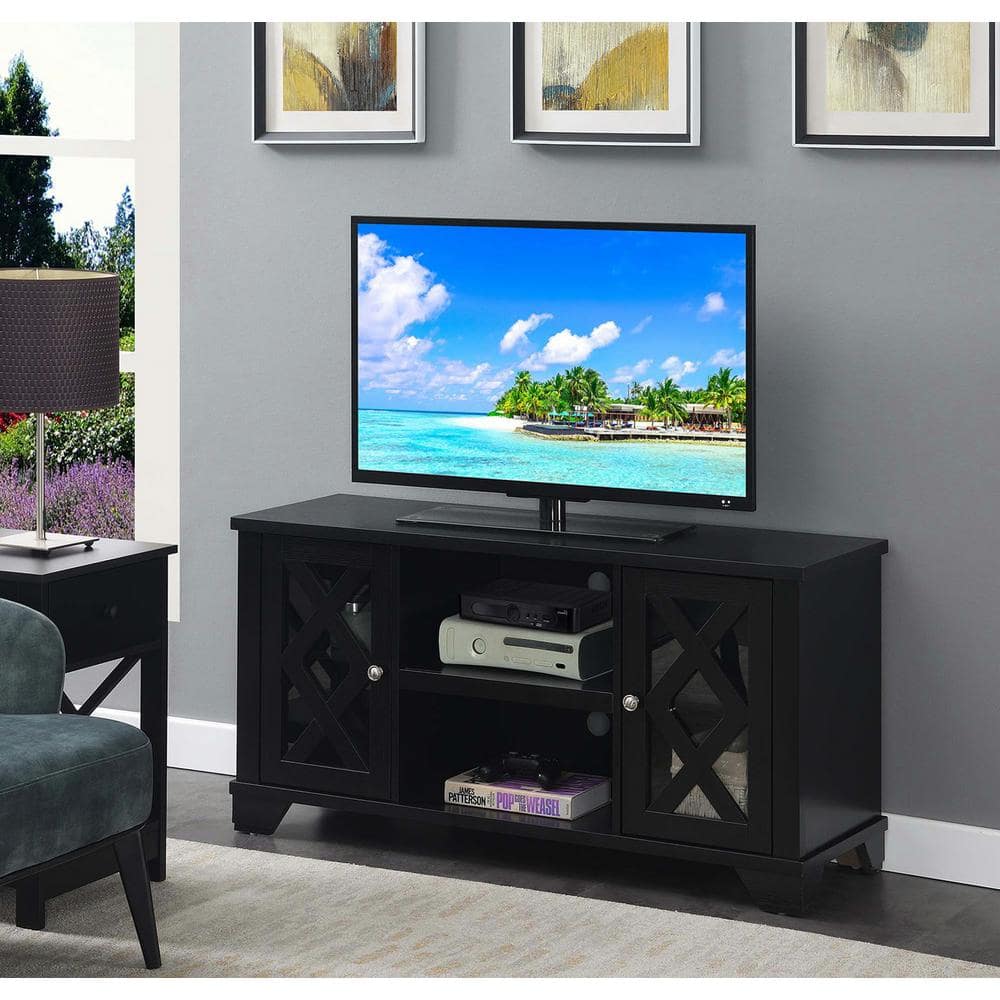 Gateway 48" Black Wood TV Stand with Cabinet Storage