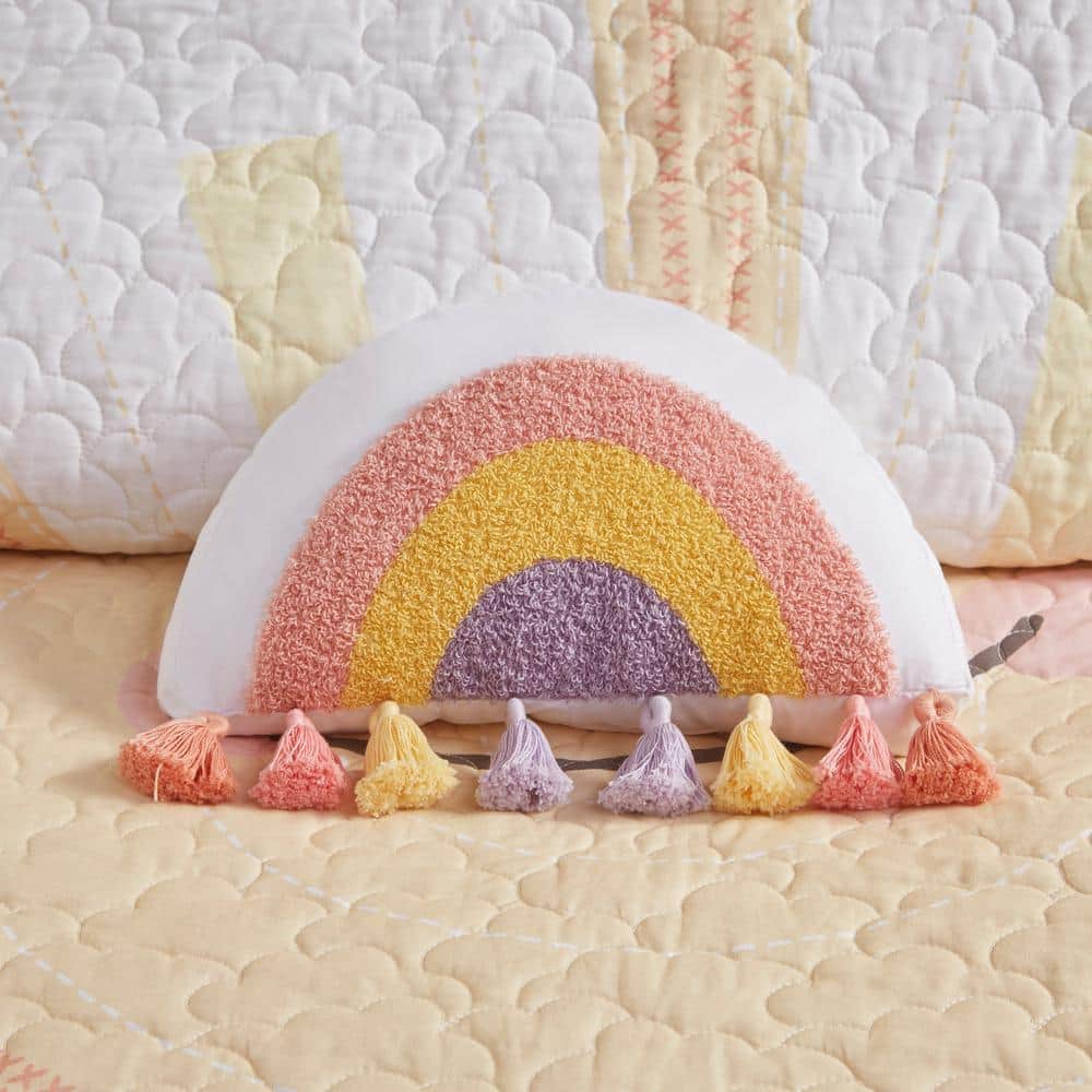 Full/Queen Reversible Cotton Quilt Set with Sunshine and Cloud Print