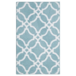 Horizon Rendezvous Sea White 27 in. x 45 in. Polyester Machine Washable Bath Mat