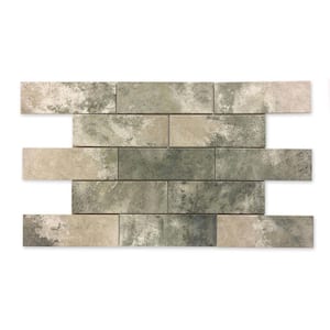 Lisboa Rectangle Musgo (Brown) 3 in. x 9 in. Textured Matte Glossy Ceramic Subway Wall Tile (7.99 sq. ft./44-piece case)