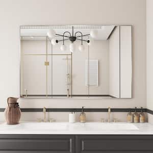 55 in. W x 36 in. H Rectangle Aluminum Alloy Framed Wall Mounted Bathroom Vanity Accent Mirror in Brushed Nickel