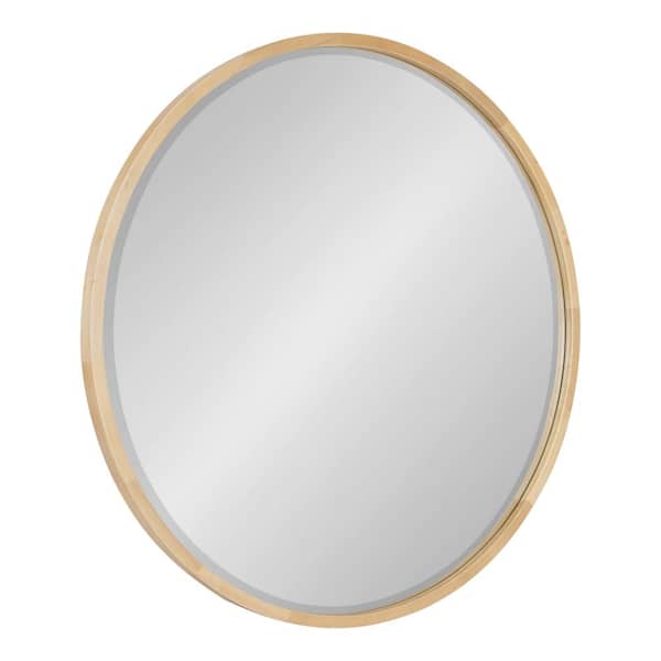 Kate and Laurel McLean 34.00 in. W x 34.00 in. H Natural Round Mid-Century Framed Decorative Wall Mirror
