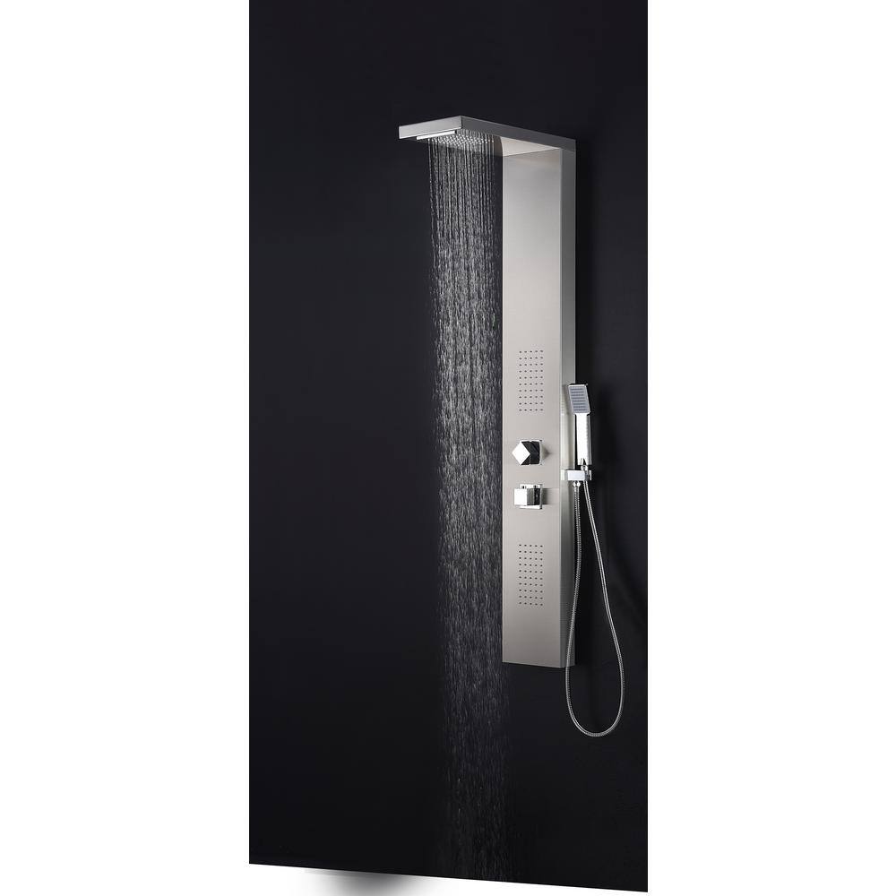 Expanse 64'' Brushed Steel Full Body Shower Panel with Jets