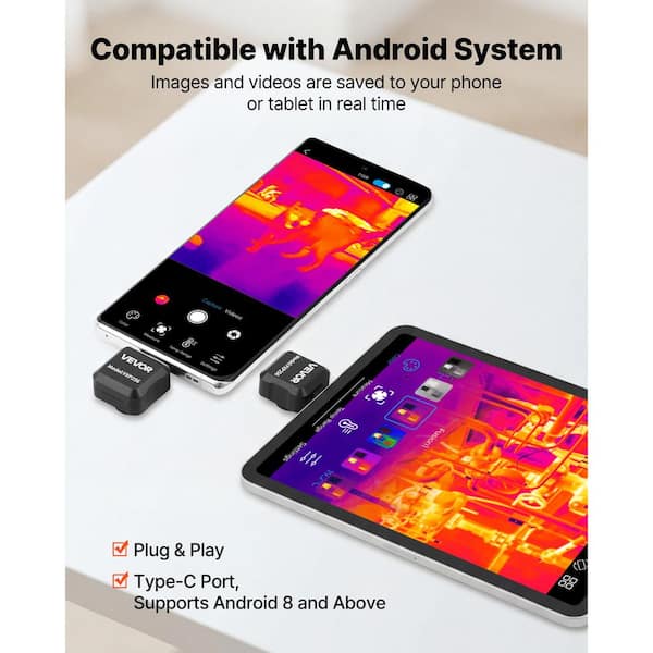 VEVOR Thermal Imaging Camera for Android, 512 x 384 TISR Super