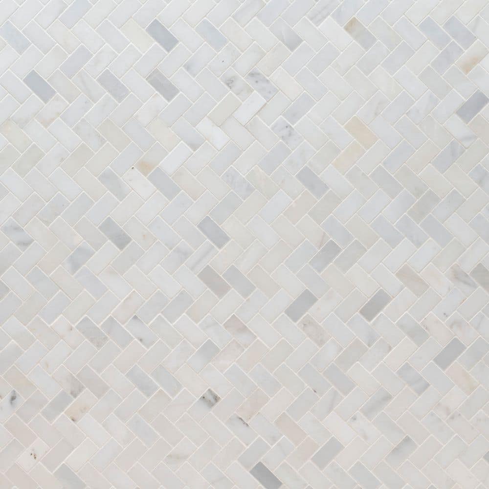 Arabescato Carrara Herringbone 12 in. x 13 in. x 0.38 in. Honed Marble Mesh-Mounted Mosaic Tile (9.4 sq. ft./Case) price history on PriceWatchPro