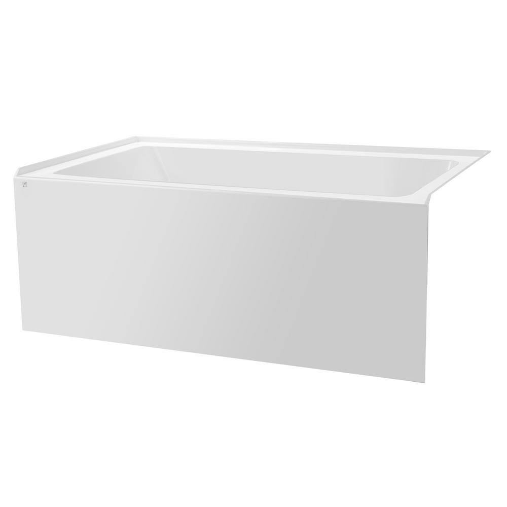 White Acrylic Alcove Soaking Bathtub with Right Drain