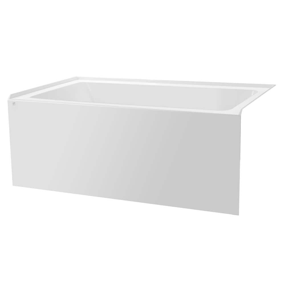 White Acrylic 54-Inch Alcove Soaking Bathtub with Right Drain