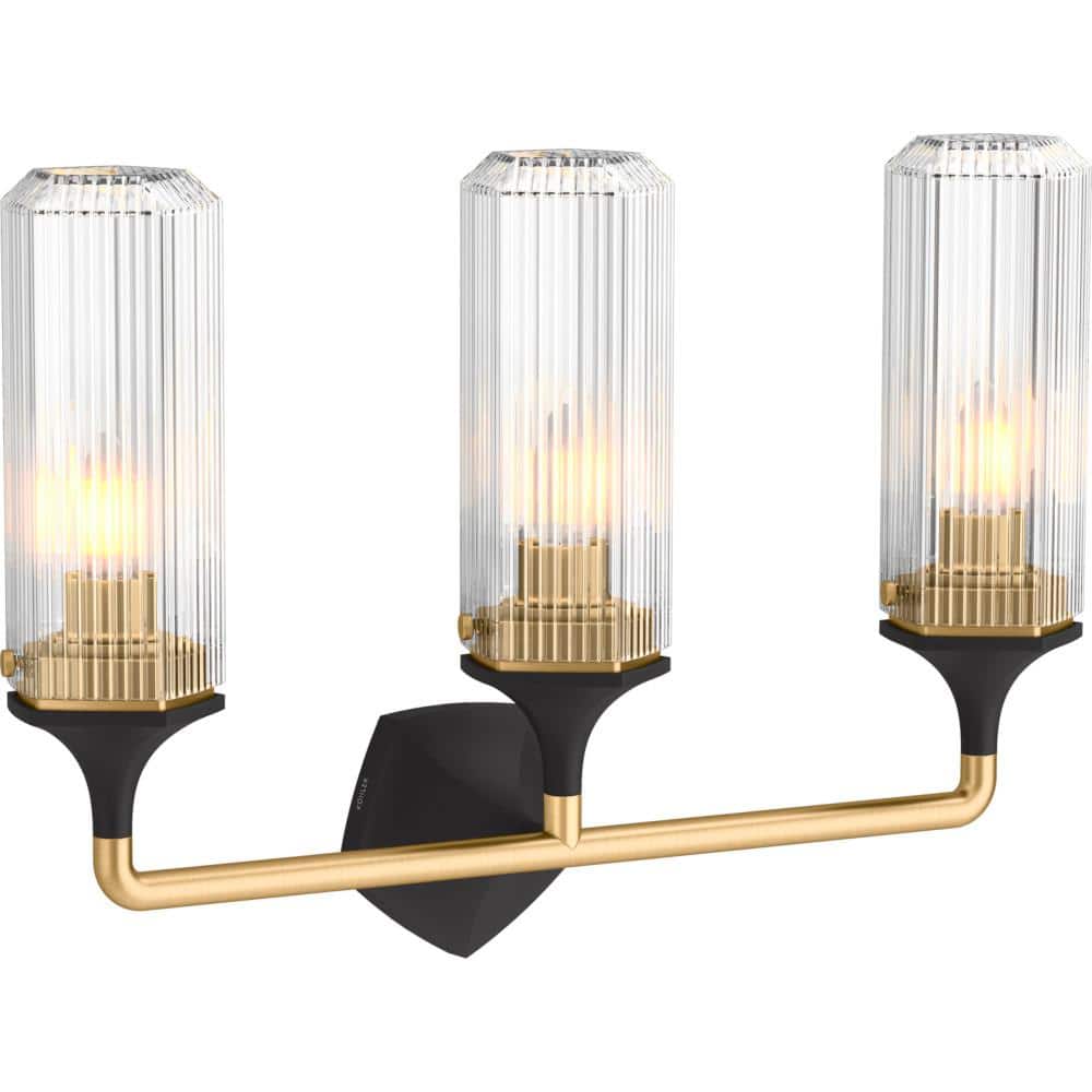 Occasion 3-Light Black with Brass Trim Wall Sconce price history on PriceWatchPro