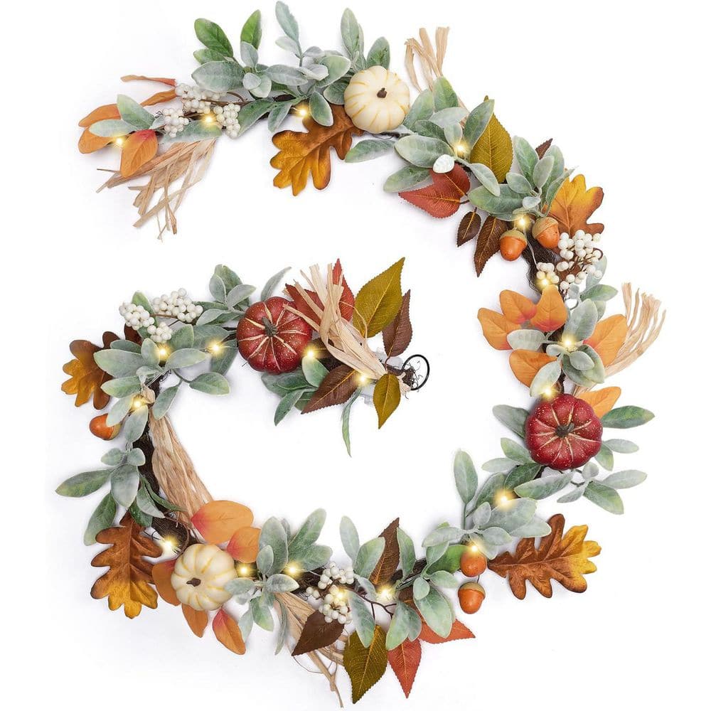 6 ft. Brown Artificial Leaf Garland with Pumpkins for Home Porch Fireplace Decor price history on PriceWatchPro