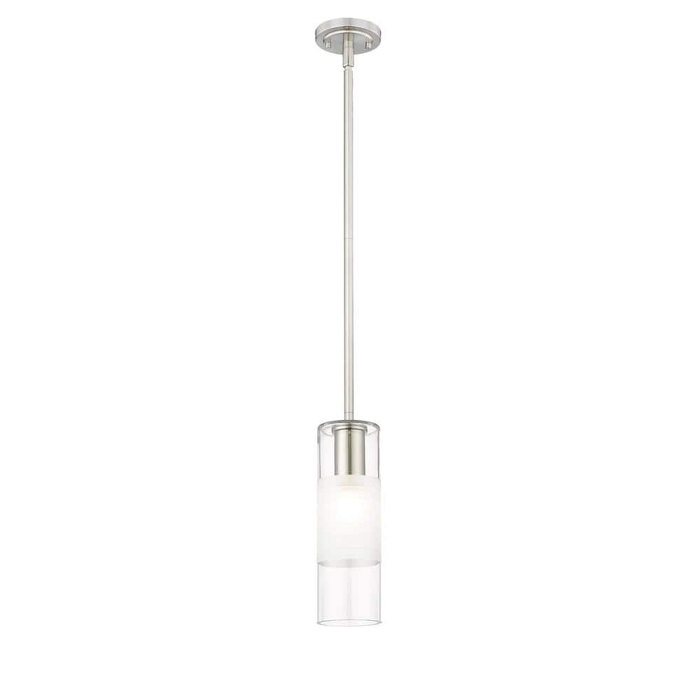 Brushed Nickel Frosted Glass Cylinder Pendant Light