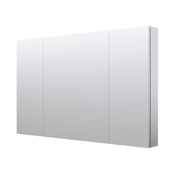 48 in. W x 30 in. H Rectangular Medicine Cabinet with Mirror in Silver with Adjustable Shelves, Soft-Close