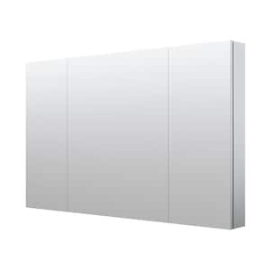 44 in. W x 30 in. H Rectangular Medicine Cabinet with Mirror in Silver with Adjustable Shelves, Soft-Close, Left-Hinge