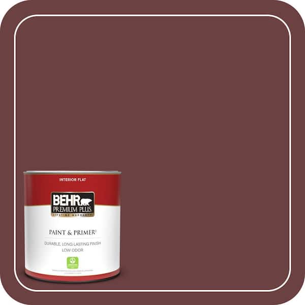 BEHR PREMIUM PLUS 1 qt. #BIC-50 Deep Claret Flat Low Odor Interior Paint & Primer