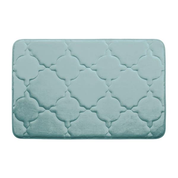 BounceComfort Dorothy Aqua 17 in. x 24 in. Memory Foam Bath Mat