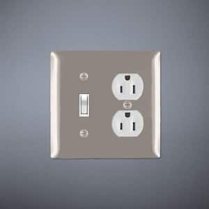 Pass & Seymour 302/304 S/S 2 Gang 1 Toggle 1 Duplex Oversized Wall Plate, Stainless Steel (1-Pack)