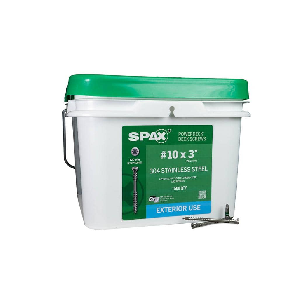 "#10x3 in. Exterior Trim Head Stainless Steel Wood Deck Screws Powerdeck TorxT-Star Plus(1500 Each)Bulk Pail Bit Included" price history on PriceWatchPro