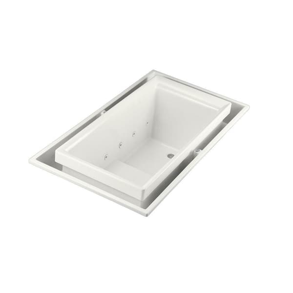 KOHLER Sok 75 in. Acrylic Rectangular Drop-in Whirlpool Effervescence Bathtub with Chroma-Therapy and Right-Hand Drain in White